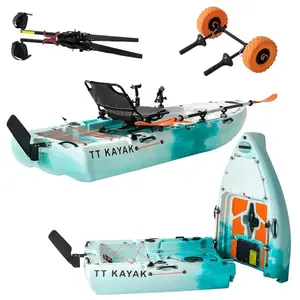 TT Kayak modular fishing kayak in white-green with swivel seat and included cart