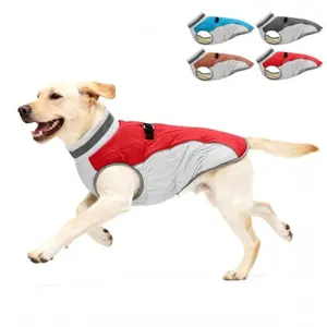 Red Aokown dog winter coat on a medium-sized dog