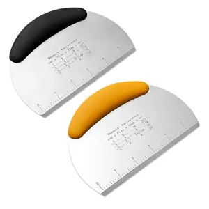 Bolsdoic set of two semicircular stainless steel bench scrapers with rubber-plastic handles