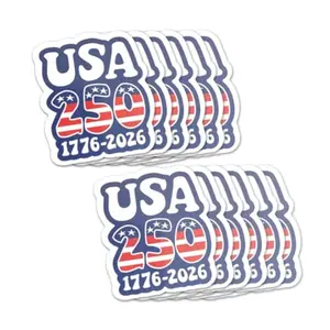 12 die-cut 250th anniversary 1776-2026 refrigerator magnets, red white blue