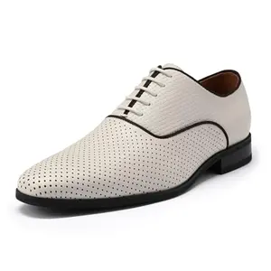 Austin Mill beige perforated leather mesh oxford dress shoes