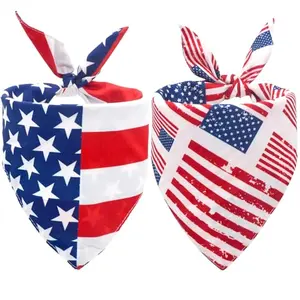 CozyHaus American Flag dog bandana on a small dog