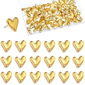 CllyCnny gold heart push pins set with storage box