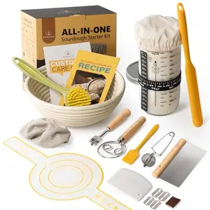 rorecay sourdough starter kit with 9-inch round banneton and 24oz jar