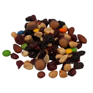 Bag of Songbird Farms Buckeye Candy Trail Mix with chocolate and peanut butter candies