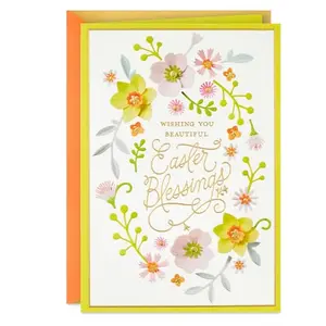 DaySpring Religious Easter Card with pink and yellow flowers