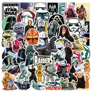 Cute Star Wars stickers in green aesthetic on journal and water bottle
