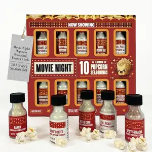 Movie Night 10-Pack Popcorn Seasoning Variety Pack with shaker top bottles