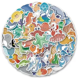 BONITZDM 100 ocean animal stickers with various fish and sea creature designs