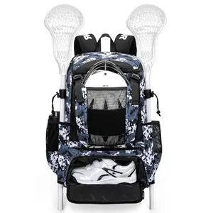 KAVIGOR camo blue lacrosse backpack with gear