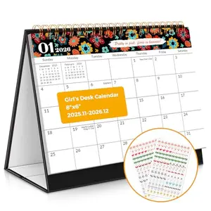 Gorsbark 2026 Desk Calendar with floral design and motivational quotes standing on a desk