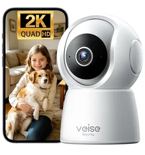 Veise white 2K indoor pet monitor with camera