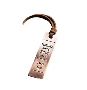 Personalized copper anniversary bookmark with engraved together since date