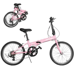 Outroad pink folding bike folded compactly