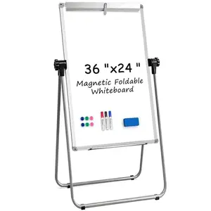 KIZZBY double-sided magnetic whiteboard on adjustable U-stand with markers
