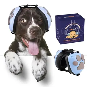 Famikako dog earmuffs in light blue with gray paw print