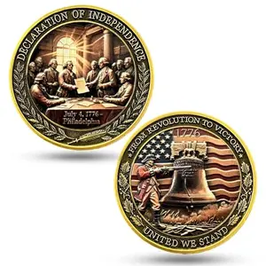 250th anniversary US Declaration of Independence challenge coin with Liberty Bell and signing scene