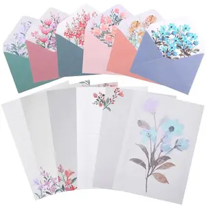 Lusofie floral stationery set with colorful designs and envelopes
