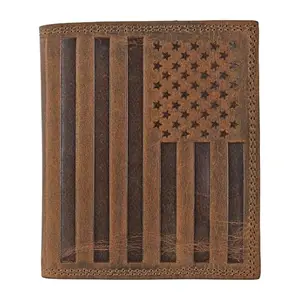 ASAD brown American flag bifold wallet with 18 card slots