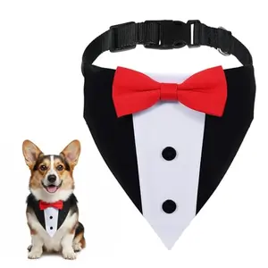 FdcLixuvol dog tuxedo bandana with bow tie