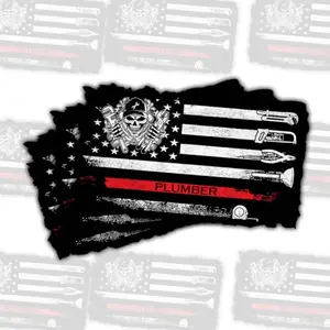 Plumber American Flag stickers on a toolbox