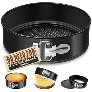Vakoo 7 inch black springform pan with honeycomb pattern on bottom