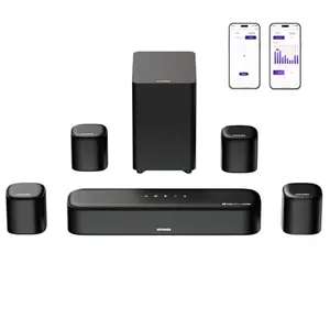 ULTIMEA Aura A60 7.1ch Dolby Atmos soundbar with four surround speakers and subwoofer