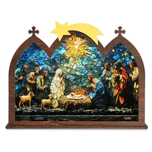 DINIZON wooden nativity set with illustrated story cards