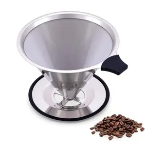 INSINTAR Pour Over Coffee Dripper with non-slip base and handle, brewing into a cup