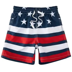 Cozople boys swim trunks with USA flag design and mesh lining