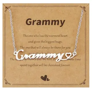Silver bar pendant with engraved 'My Favorite People Call Me Grandma' on an adjustable chain
