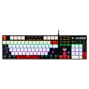 MechLands Aula S500 full-size mechanical gaming keyboard with red and black design and RGB backlighting