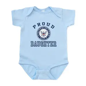 CafePress Proud US Navy Daughter Infant Bodysuit on baby