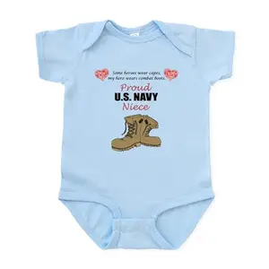 Baby girl onesie with 'Proud US Navy Niece' text