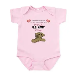 Cute baby in Proud US Navy Niece bodysuit with red and blue lettering