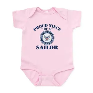 Baby bodysuit reading 'Proud Niece of a US Navy Sailor'