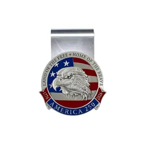 America's 250th Anniversary Eagle Head with Flag Money Clip