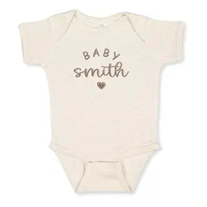COUPLEHOODIES embroidered custom baby onesie with name on white bodysuit