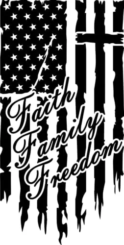 Faith Family Freedom decal with cross and American flag