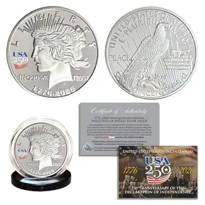 America 250th Anniversary 1776-2026 Peace Dollar Nickel-Silver Proof Privy Medallion Coin