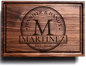 Nawood engraved bamboo cutting board with custom anniversary design