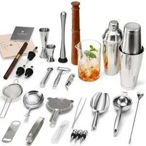 ETENS 33-piece professional bartender kit with metal citrus squeezer and weighted Boston shaker