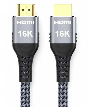 Avaoaa 16K HDMI cable with silver-gray aluminum shell and braided jacket