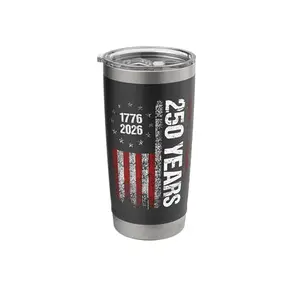 20oz black stainless steel insulated tumbler with patriotic design