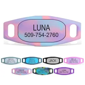 GoTags tie dye pink silicone slide-on dog tag