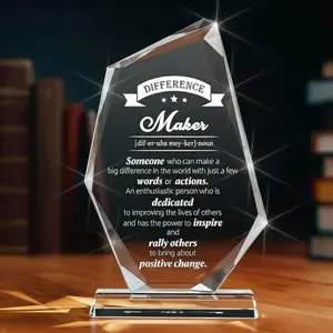 Crystal trophy award with Difference Maker text