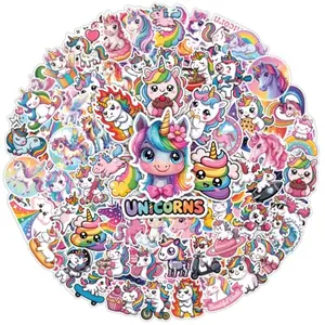 Rytora 100 Unicorn Stickers arranged on a notebook