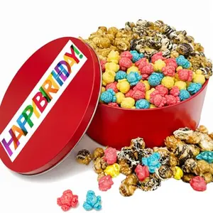 OMCookie Birthday Popcorn Gift Tin with assorted flavors