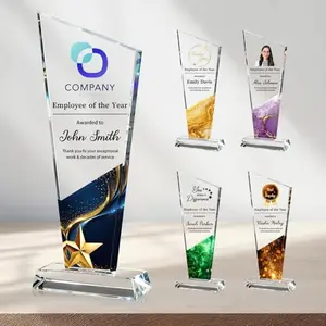 weokooly personalized crystal trophy award with vibrant color background and custom text