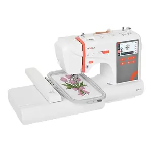 PooLin EOC03 embroidery machine with red white blue thread